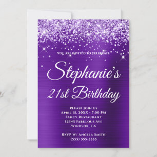 Invitation Parties scintillant violette Indigo Ombre Foil 21e