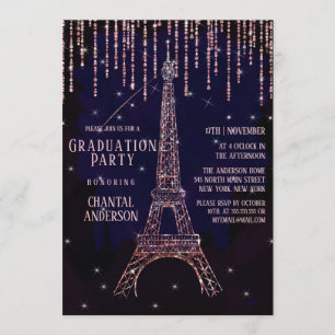Invitation Parties scintillant violette Paris Tour Eiffel