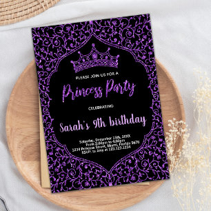 Invitation Parties scintillant violette Princesse blanche Inv