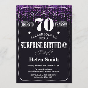 Invitation Parties scintillant violette Surprise 70e annivers
