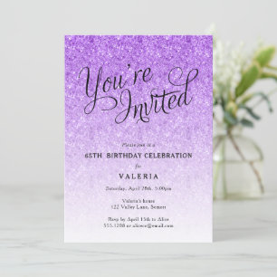 Invitation Parties scintillant violette Vous êtes invité(e)
