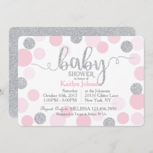 Invitation Parties scintillantes argentées et baby shower de
