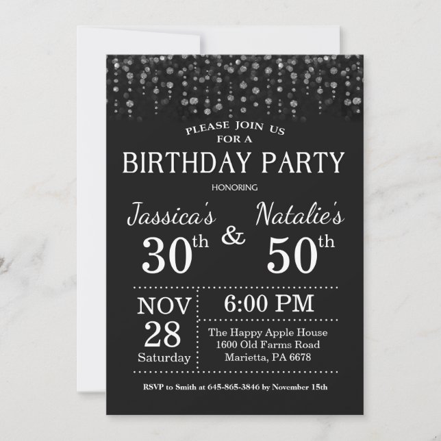 Invitation Parties scintillantes communes adultes d'argent de (Devant)