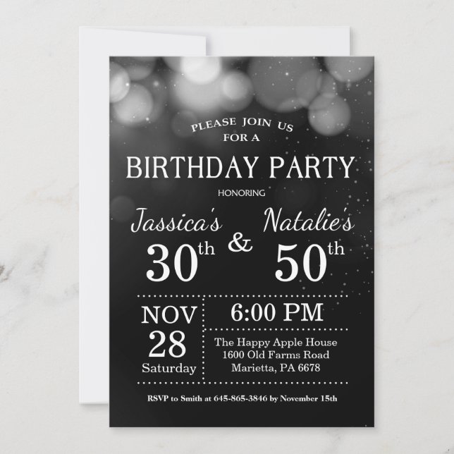 Invitation Parties scintillantes communes adultes d'argent de (Devant)