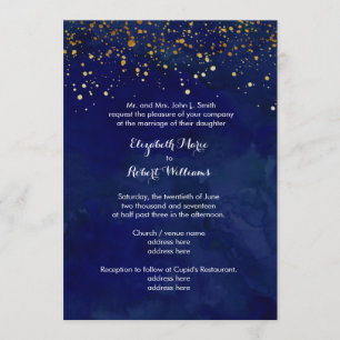 Invitation Parties scintillantes de marine de nuit étoilée et