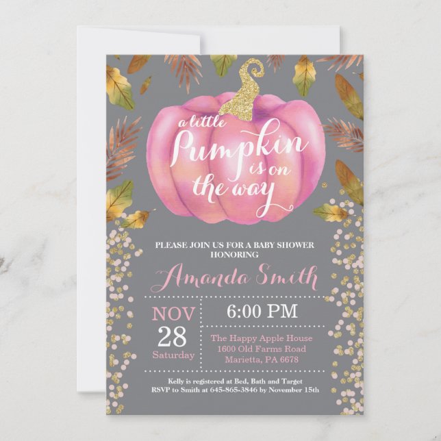 Invitation Parties scintillantes d'or de baby shower (Devant)