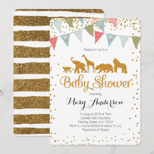 Invitation Parties scintillantes d'or d'invitation de baby