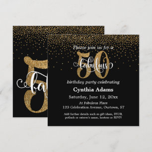 Invitation Parties scintillantes et manuscrit 50 et fabuleux