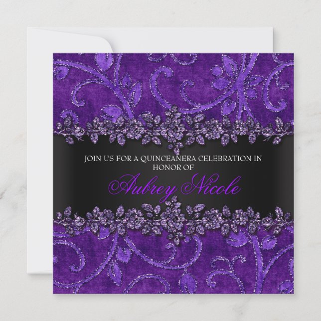 Invitation Parties scintillantes et velours pourpres (Devant)