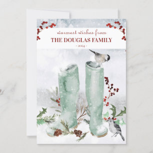 Invitation Partridge Chickadee Noël Scène d'hiver