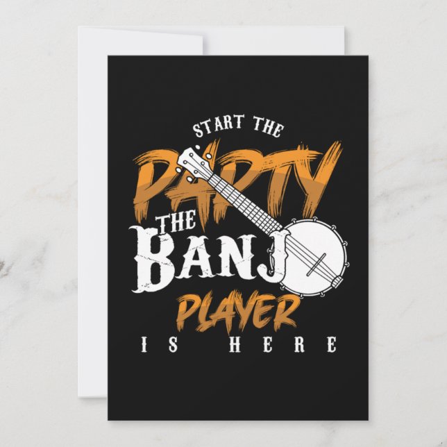 Invitation Party Banjo Player est ici Instrument Music Cadeau (Devant)