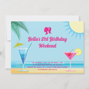 Invitation Party Blue Tropical Beach 21e Anniversaire Week-en