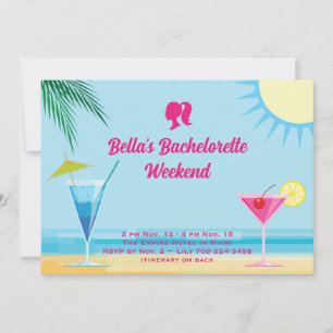 Invitation Party Blue Tropical Beach Week-end Bachelorette