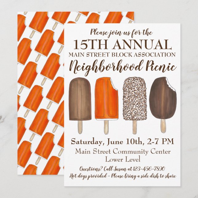 Invitation Party Crème glacée Social Anniversaire Pique-nique (Devant / Derrière)