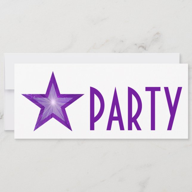 Invitation 'PARTY' de l'étoile violette blanc long (Devant)