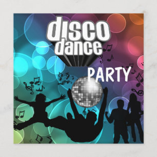 Invitation Party Disco Dance Retro Blue Bubles