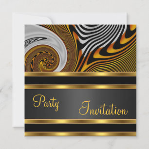 Invitation Party Exotic Abstract Gold Black