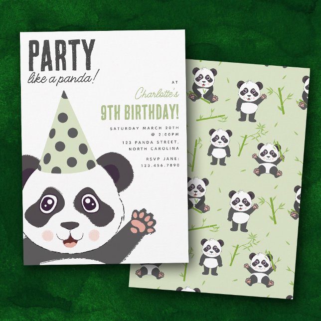 Invitation Party Like a Panda Kids Cute Birthday Party (Party Like a Panda Kids Cute Birthday Party Invitation)