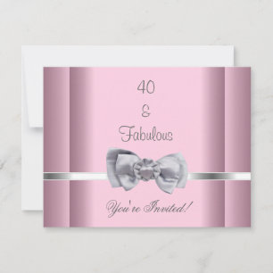 Invitation Party Silver Bow Image Fabuleux 40th Pi