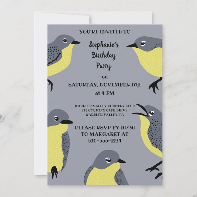 Invitation Parulines de Kirtland Amateurs d'oiseaux gris, Par (Devant)
