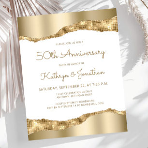 Invitation pas chère en feuille dorée et effet mir