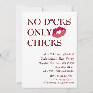 Invitation Pas de D*cks Seulement les poules Galentine's Day 