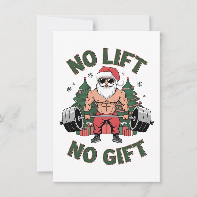 Invitation Pas de levage, pas de cadeau Funny Santa Claus Gym (Devant)