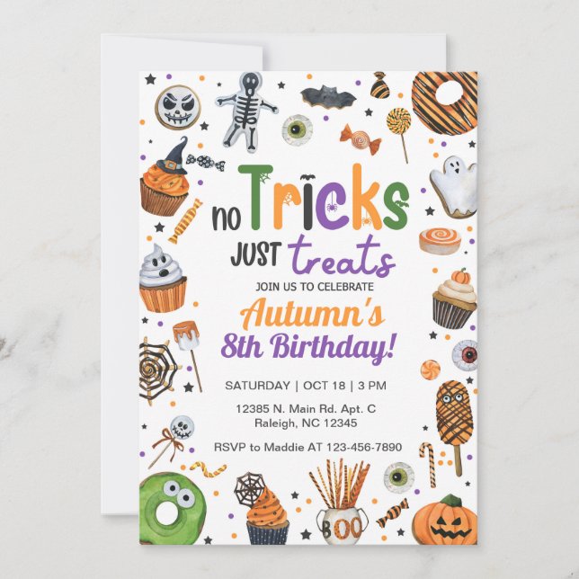 Invitation Pas de trucs pour traiter l'invitation Halloween. (Devant)