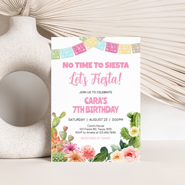 Invitation Pas le temps de Siesta fête d'anniversaire (No Time to Siesta Let's Fiesta Birthday Party Invitation)