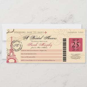 Invitation Pass Fête des mariées vintage Paris France