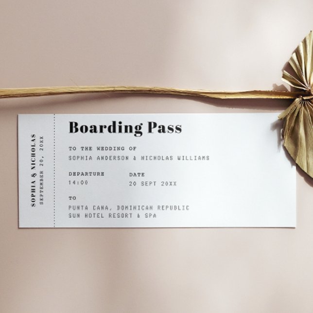 Invitation Passe à l'embarquement. Mariage de voyage de desti (Créateur téléchargé)