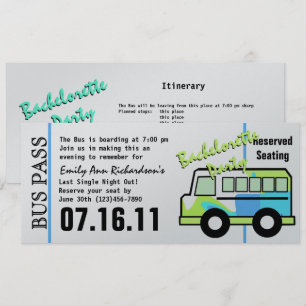 Invitation Passe-bus de la fête de Bachelorette