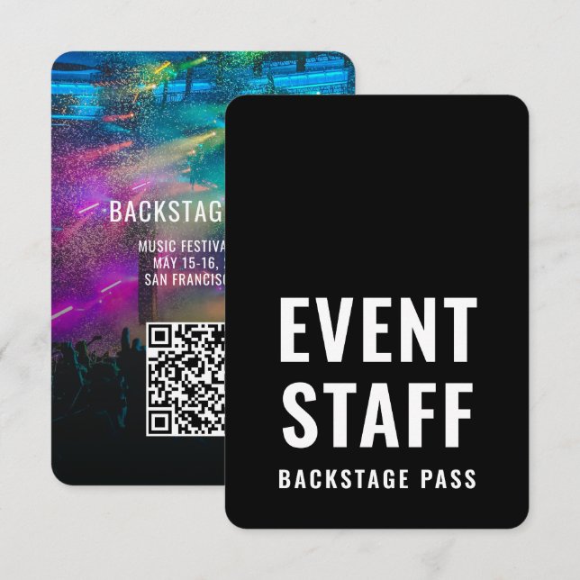 Invitation Passe de l'événement en coulisses Code QR Badge d' (Devant / Derrière)