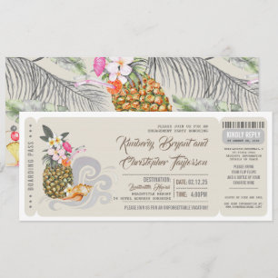 Invitation Passe d'embarquement Ananas Beach Engagement P