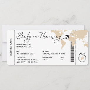 Invitation Passe d'embarquement Voyage Baby shower neutre pou
