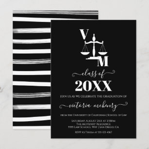 Invitation Passé l'école de droit du barreau noir et blanc
