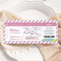 Passe Pink Plane Boarding Pass Anniversaire Billet
