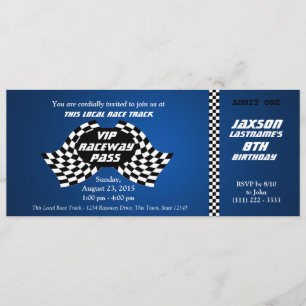 Invitation Passe Piste de course Billet d'anniversaire