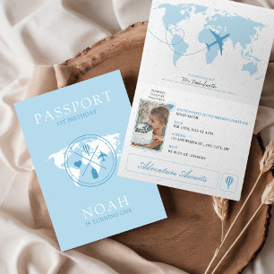 Invitation Passeport Aventure Attend Blue Boy 1er anniversair