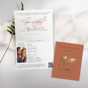 Invitation Passeport Boho Arche Terre cuite Mariage Destinati