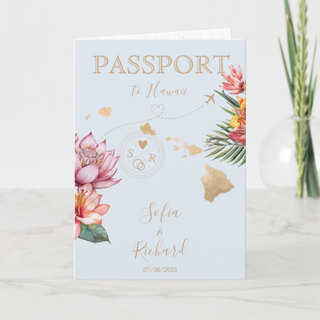 Invitation Passeport de destination Mariage Hawaii (Devant)