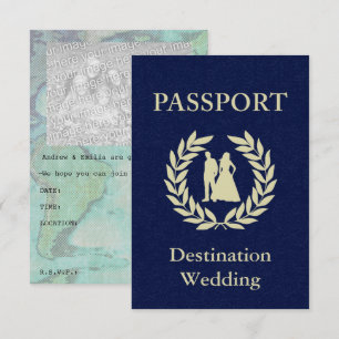 Invitation passeport de mariage de destination