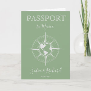 Invitation Passeport de mariage de destination Sage Green Com