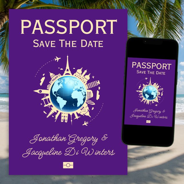 Invitation Passeport Destination Fun Personnalisé Enregistrer (Créateur téléchargé)