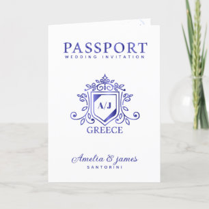 Invitation Passeport Destination Santorini Grèce Mariage