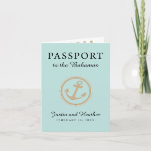 Invitation Passeport Mariage Mint Gold Bahamas