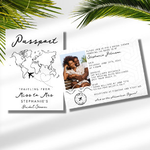 Invitation Passeport Voyage de Miss à Mrs Photo Réception de 