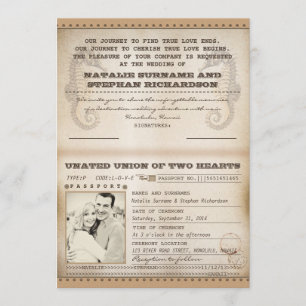 Invitation Passeports de mariage de destination vintage invit