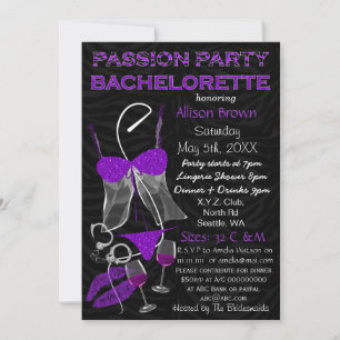 Invitation Passion Party Bachelorette, Lingerie Douche Invita