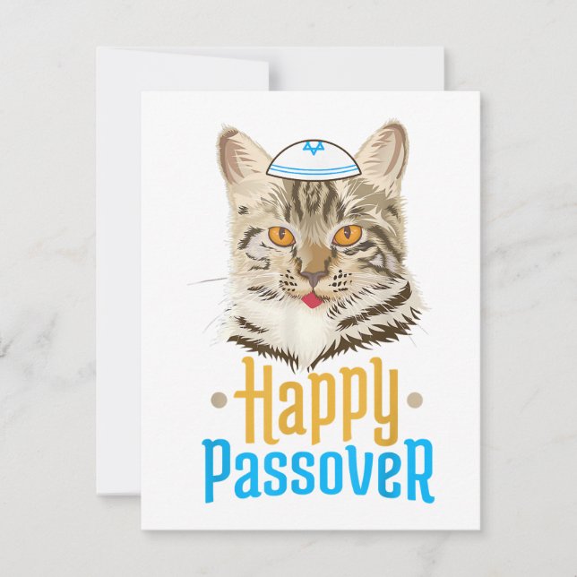 Invitation Passover Happy Passover Cat Funny Seder Jewish (Devant)